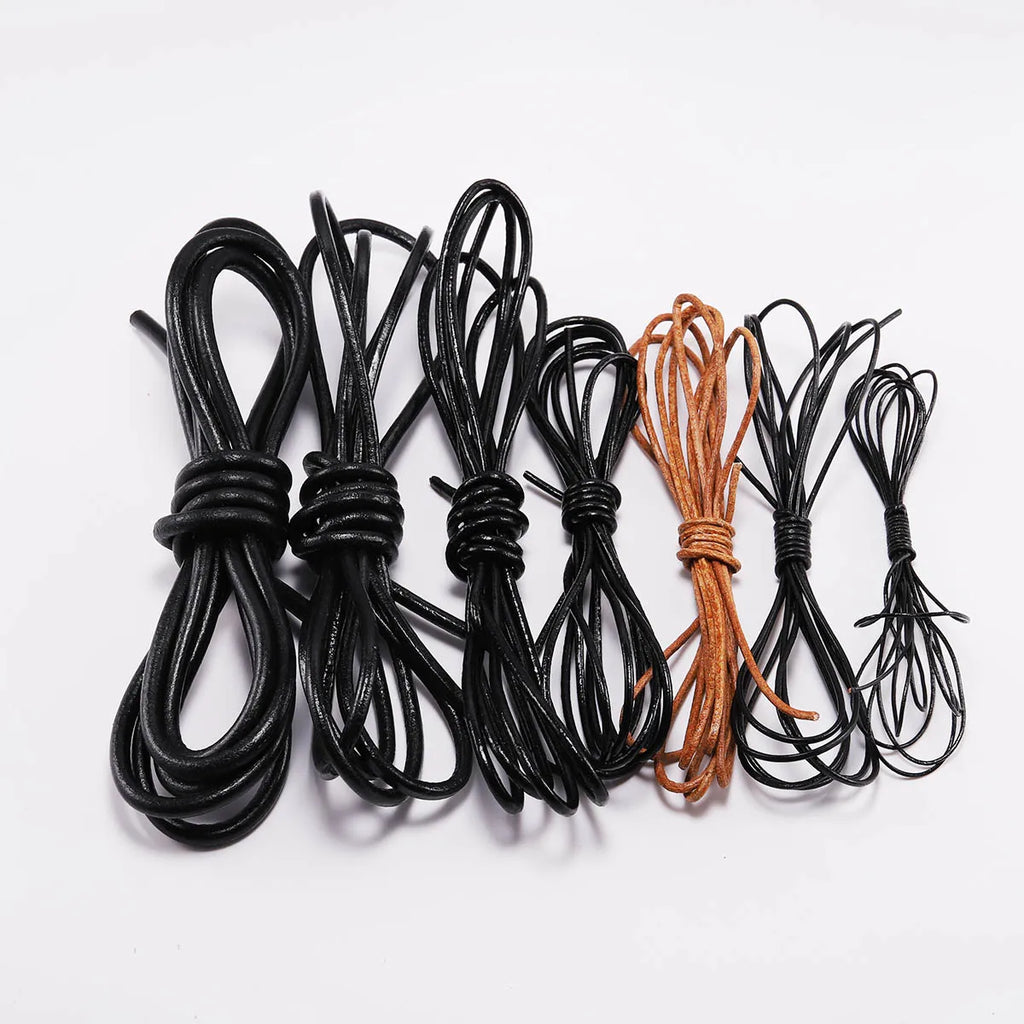 2/5 Meters/Lot 1-6mm Genuine Cow Leather Round Thong Cord DIY Bracelet Findings Rope String For Jewelry Making