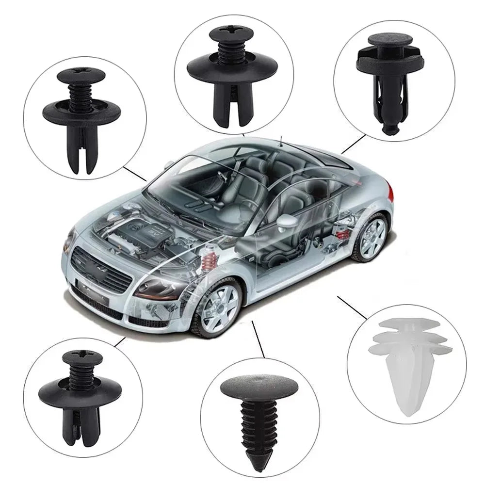 50/100Pcs Car Fastener Clips Auto Body Push Retainer Pin Rivet Set Bumper Door Panel Mixed Plastic Clip Kit Trim Removal Tools