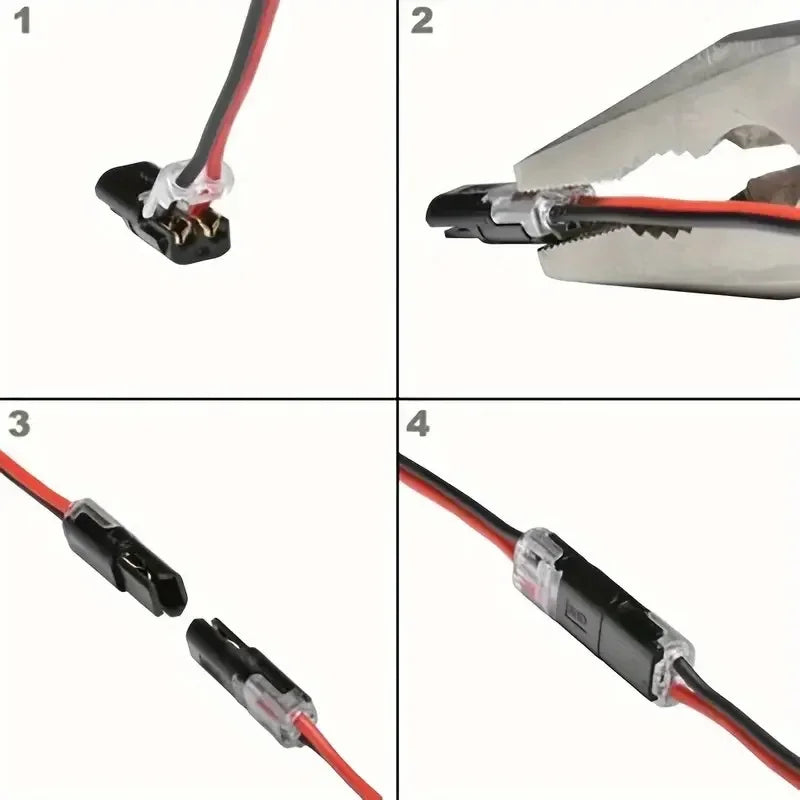 10/20/30/40/50Pcs Pluggable LED Wire Connectors, 2 Pin 2 Way Universal Compact Wire Terminals,