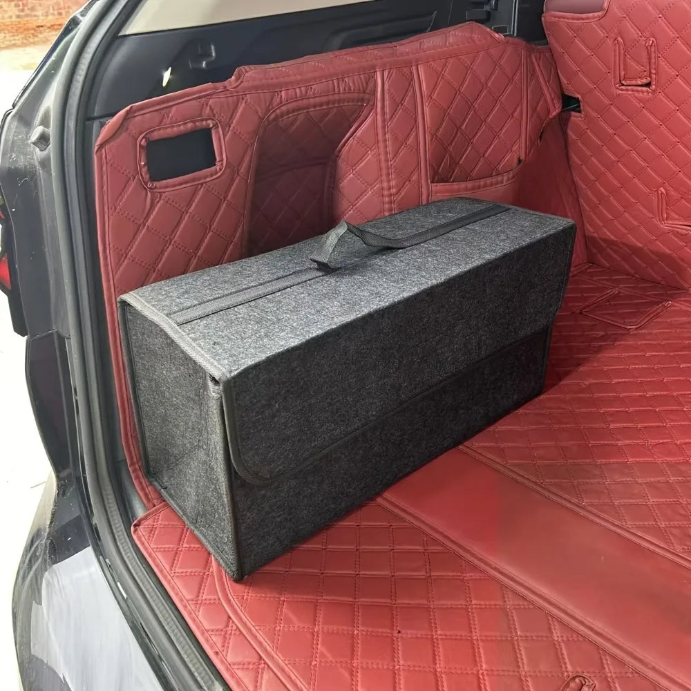 Car Storage Box, Portable, Foldable Car Trunk Organizer, Felt Cloth Storage Box, Car Interior Tidying Container, Car Organizer