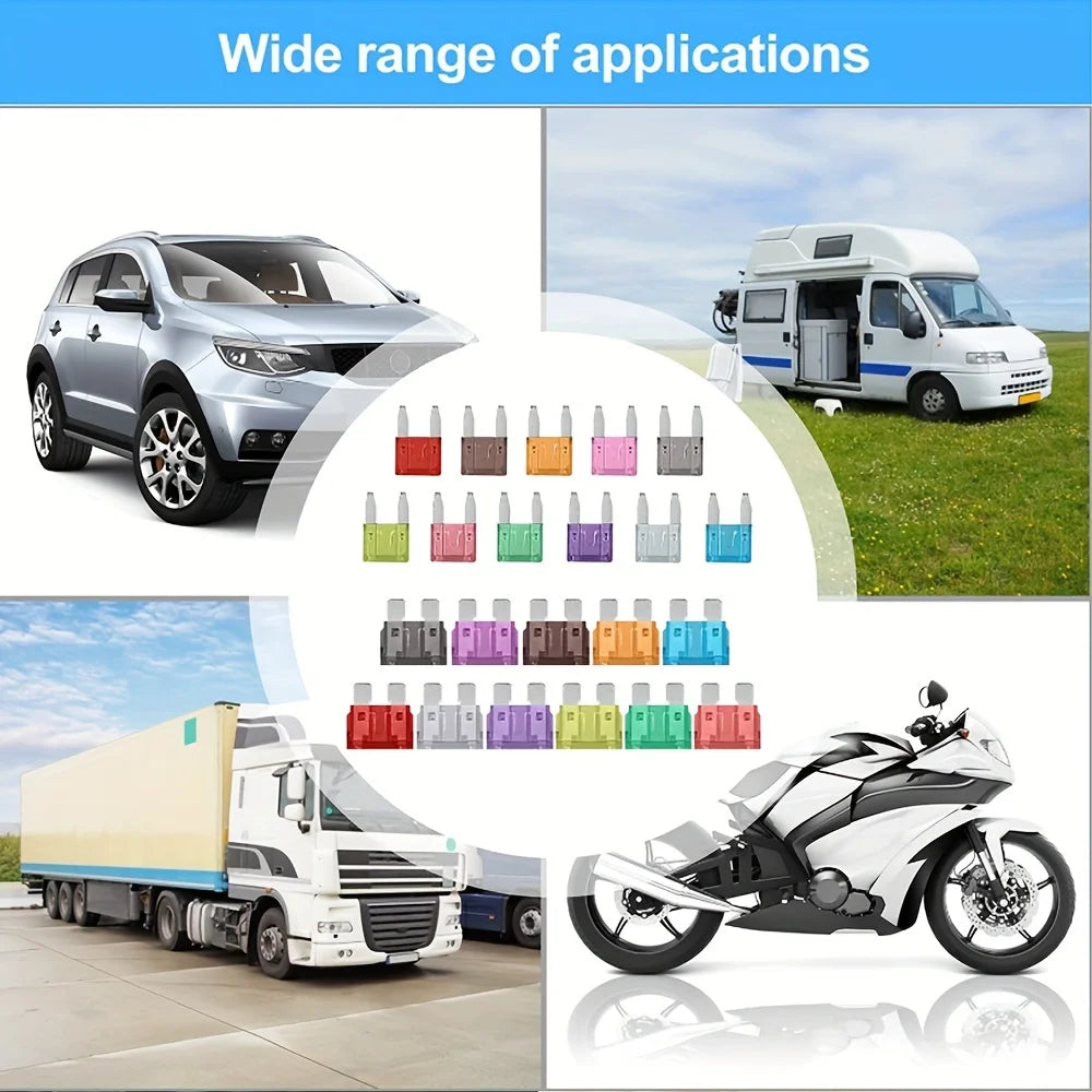 310PCS Truck SUV Car Assorted Replacement Blade Fuses with 2 Car Fuse Testers and 2 Fuse Pullers