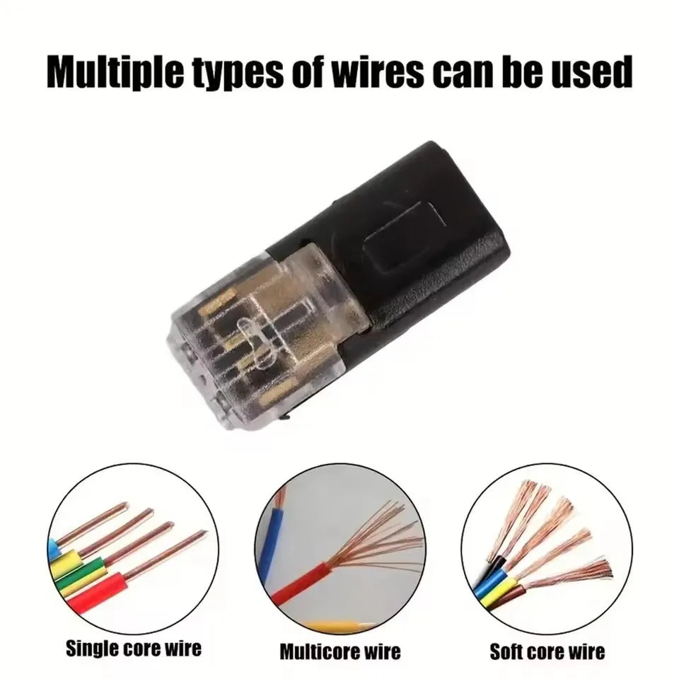 50pcs Double-Wire Plug-in Connector with Locking Buckle Pluggable LED Wire Connector 2 Pin 2 Way Universal Compact Wire