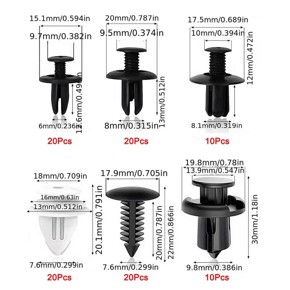 50/100Pcs Car Fastener Clips Auto Body Push Retainer Pin Rivet Set Bumper Door Panel Mixed Plastic Clip Kit Trim Removal Tools