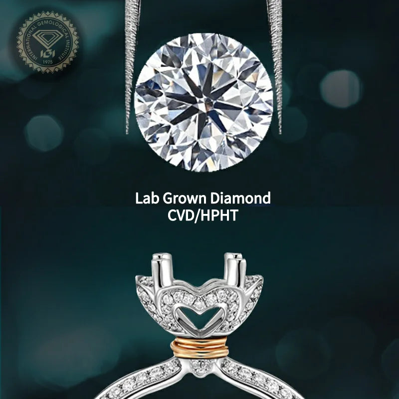 Custom Jewelry HPHT Lab Grown Diamond Ring for Women Engagement Wedding Ring High Quality Jwewlry