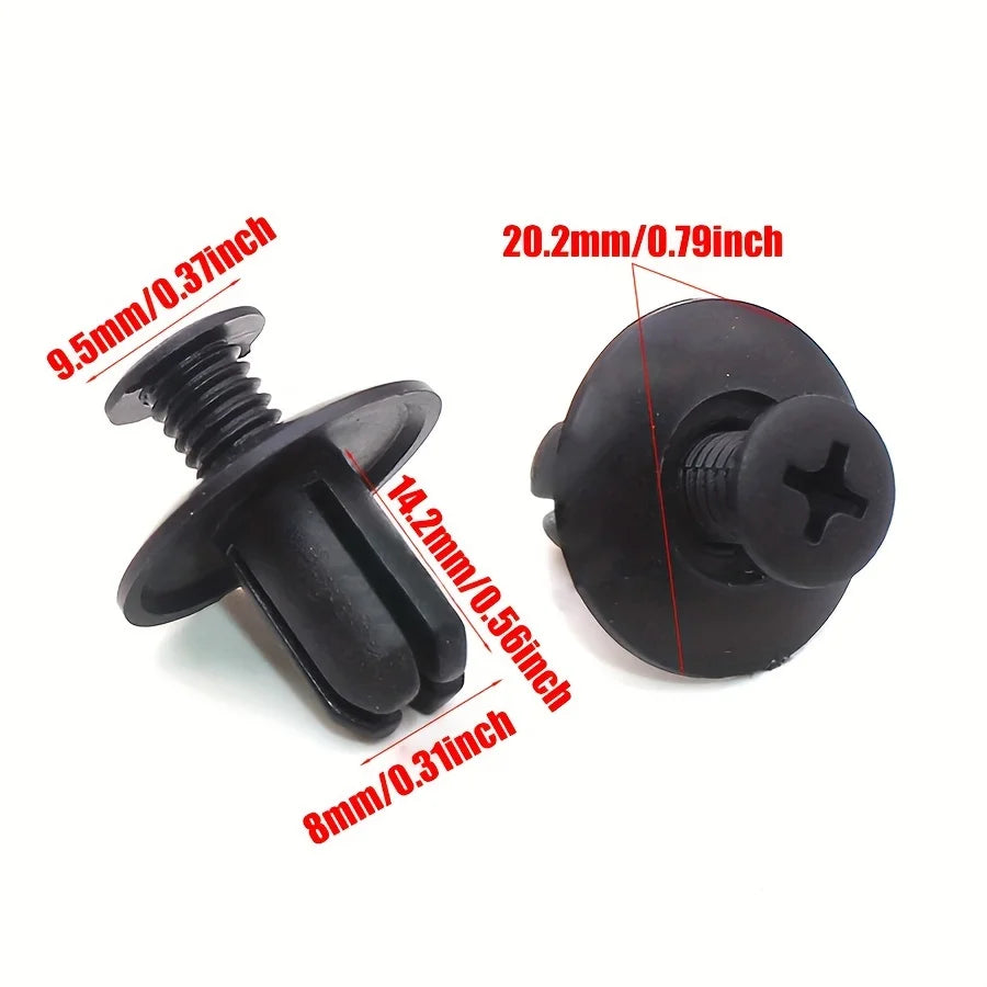 100pcs 8mm Plastic Rivets Fasteners Screw Car Bumper Fender Black Rivet Car Fastener Clips For Toyota For Focus For Kia Nissan