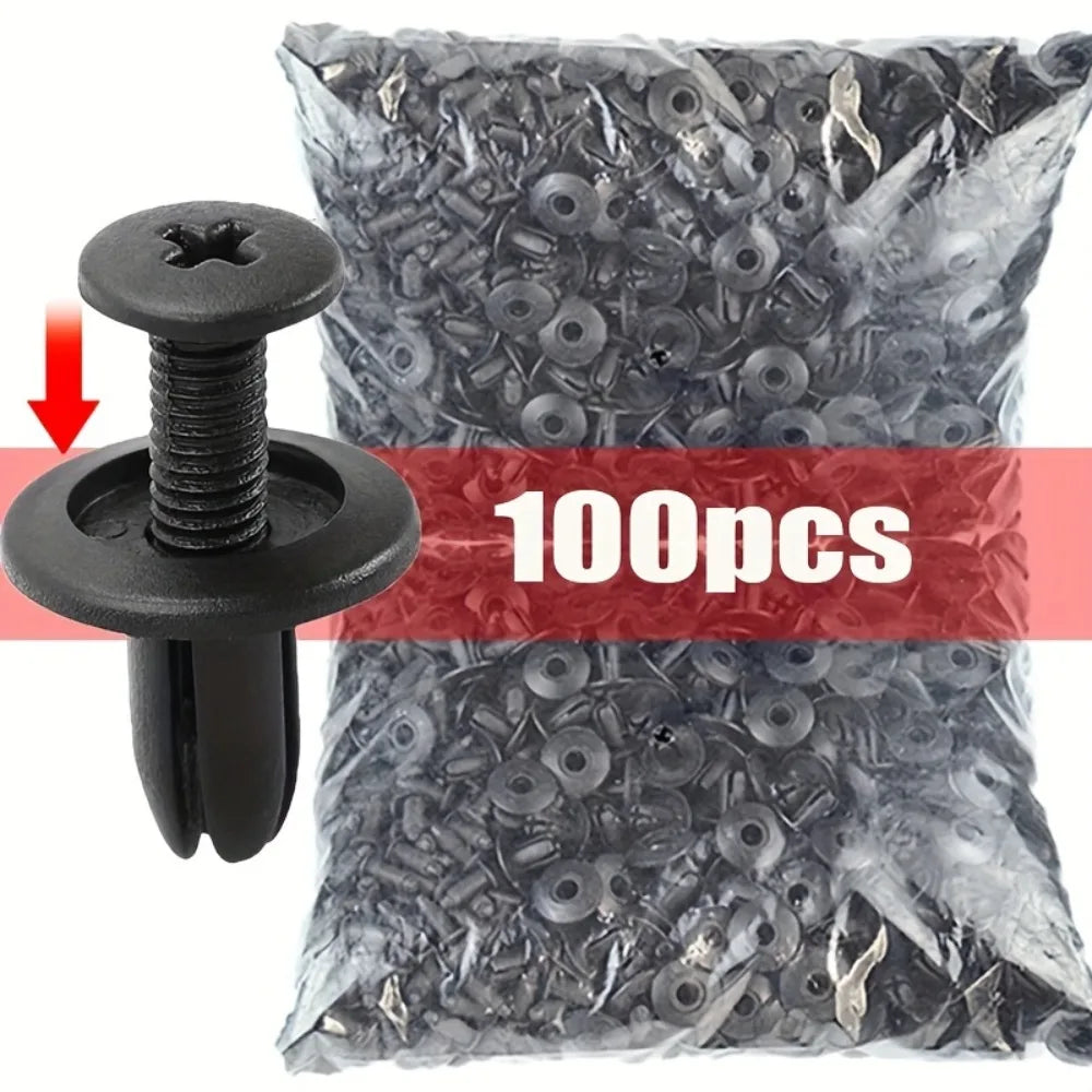 100pcs 8mm Plastic Rivets Fasteners Screw Car Bumper Fender Black Rivet Car Fastener Clips For Toyota For Focus For Kia Nissan
