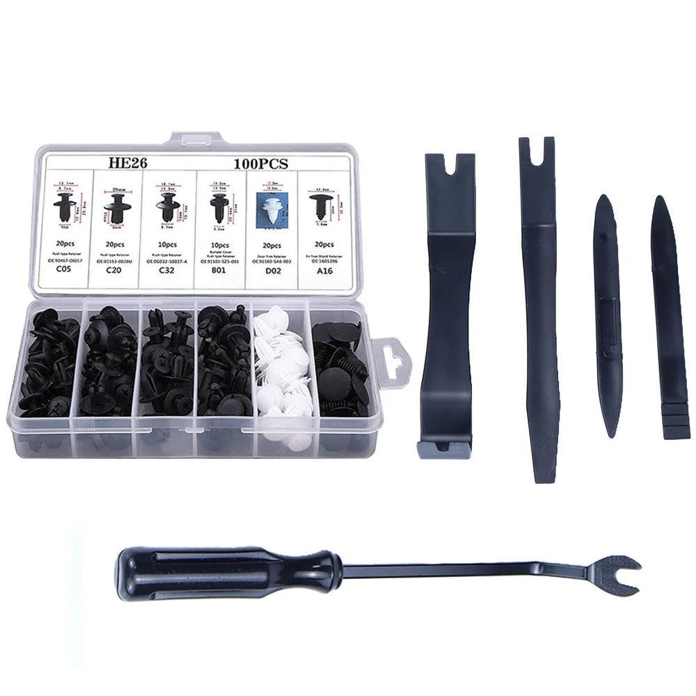 50/100Pcs Car Fastener Clips Auto Body Push Retainer Pin Rivet Set Bumper Door Panel Mixed Plastic Clip Kit Trim Removal Tools