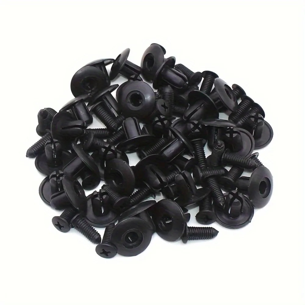 100pcs 8mm Plastic Rivets Fasteners Screw Car Bumper Fender Black Rivet Car Fastener Clips For Toyota For Focus For Kia Nissan