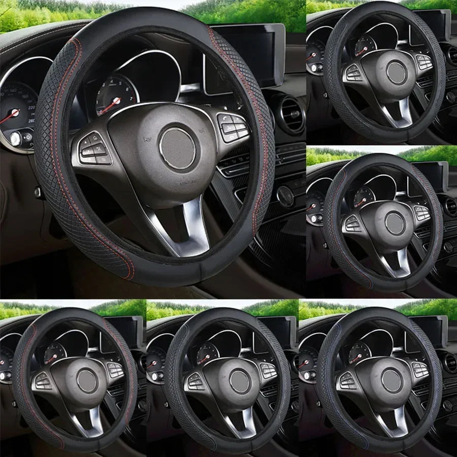 Steering Wheel Cover No inner circle Anti Slip Breathable Steering Cover Universal Microfiber Leather Steer Wheel Protector