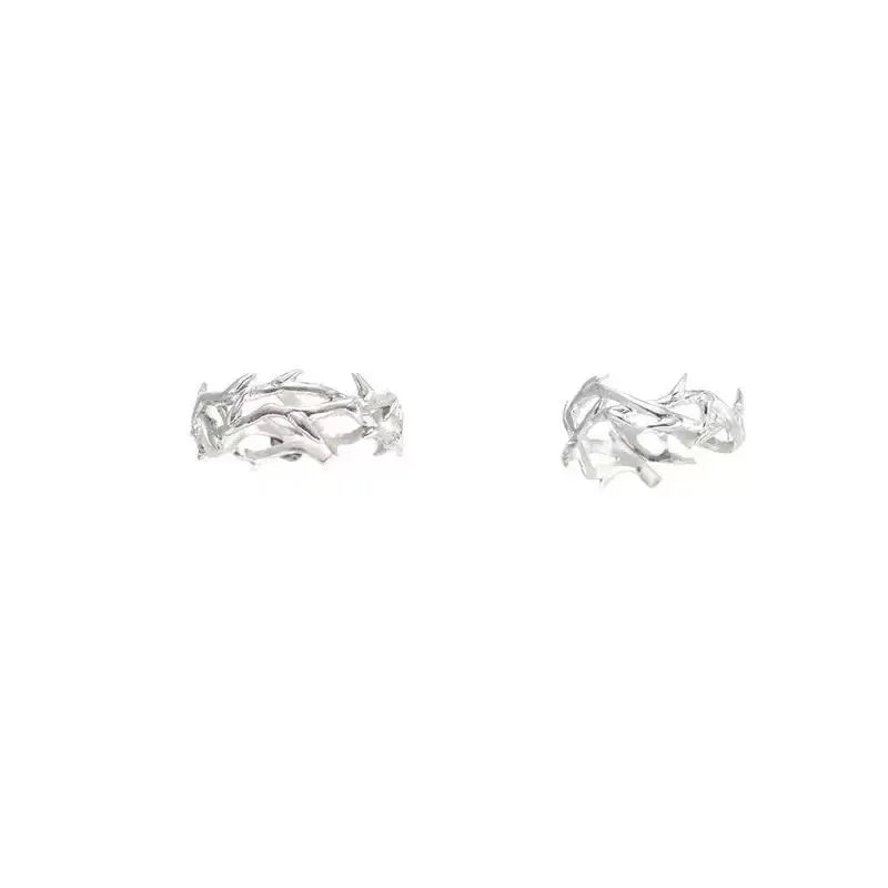 1PCS Retro Ins Style Men's Thorn Men's Ring, Silver Open Couple Ring, Fashionable and Personalized Gift for Men and Women