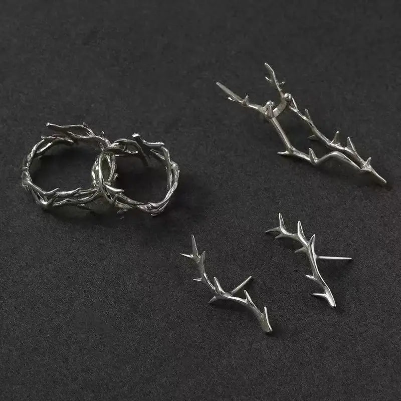 1PCS Retro Ins Style Men's Thorn Men's Ring, Silver Open Couple Ring, Fashionable and Personalized Gift for Men and Women