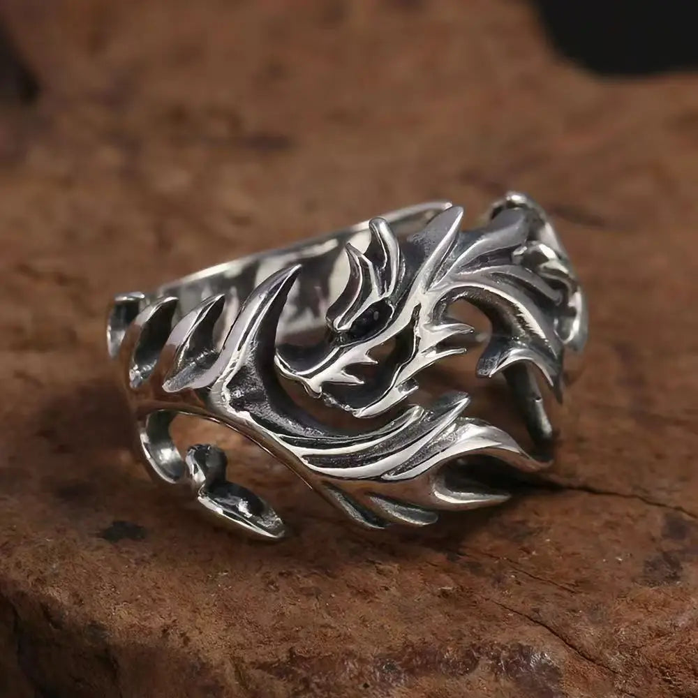 1PCS Retro Ins Style Men's Thorn Men's Ring, Silver Open Couple Ring, Fashionable and Personalized Gift for Men and Women