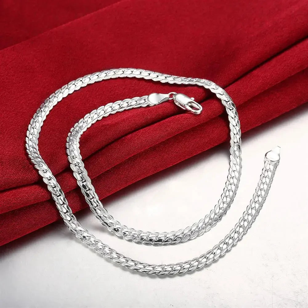 Fine Top Brand Silver Color 6mm Chain Necklace for Woman Men 16-24inch Fashion Wedding Party Jewelry Gift Dropshipping