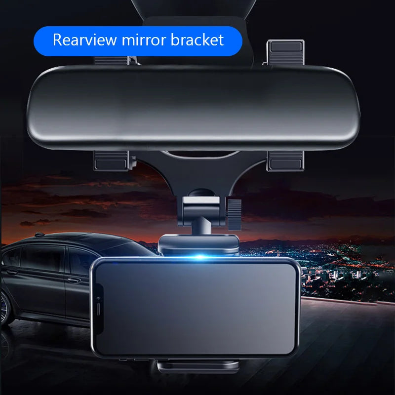 SEAMETAL Rearview Mirror Phone Holder for Car Free Rotation Adjustment Phone Mount Stable Gripper Smartphone Navigation Bracket