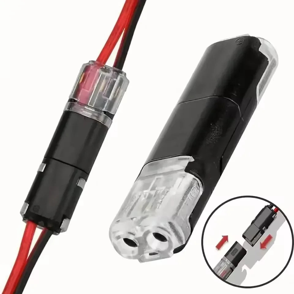 50pcs Double-Wire Plug-in Connector with Locking Buckle Pluggable LED Wire Connector 2 Pin 2 Way Universal Compact Wire