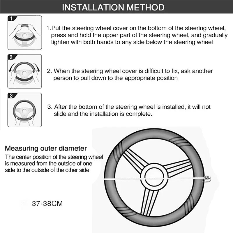 Universal Car Steering Wheel Cover Skidproof Auto Steering- Wheel Cover Anti-Slip Embossing Leather Car-styling Car Accessories