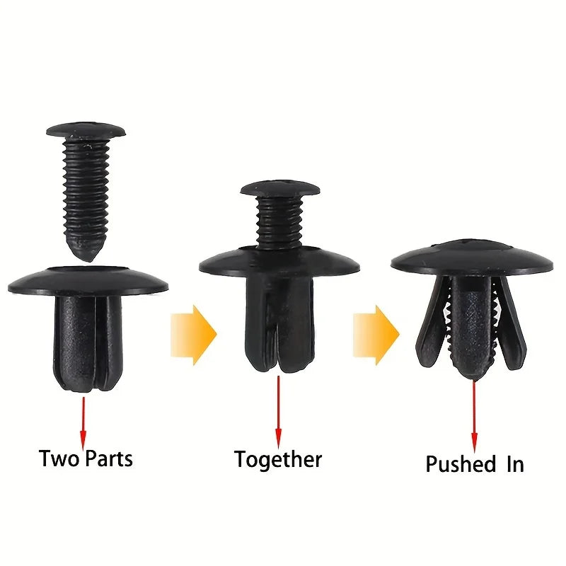 100pcs 8mm Plastic Rivets Fasteners Screw Car Bumper Fender Black Rivet Car Fastener Clips For Toyota For Focus For Kia Nissan