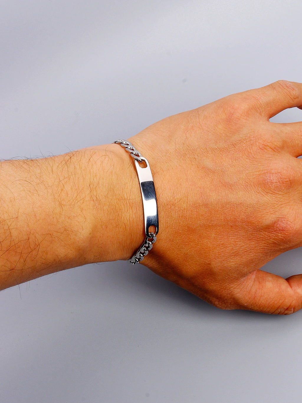 Stainless steel customized Name bracelet with engraved characters high polished stainless steel jewelry