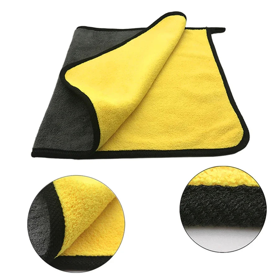 1/2/6/10pcs Microfiber Cleaning Towel Thicken Soft Drying Cloth Car Body Washing Towels Double Layer Clean Rags Car Accessories