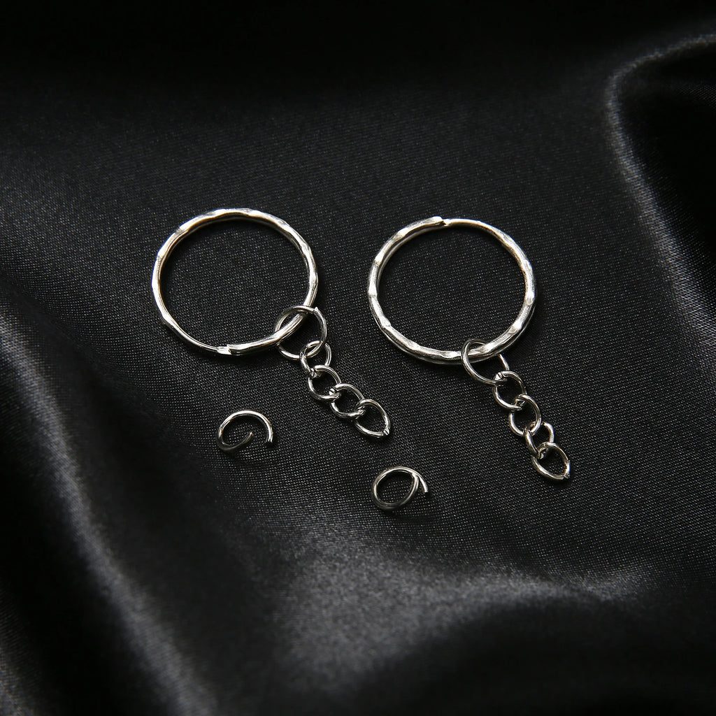 10/50/100/200 pcs Silver Metal Split Key Ring with Chain Jump Rings for DIY Findings Making Keychain Accessories