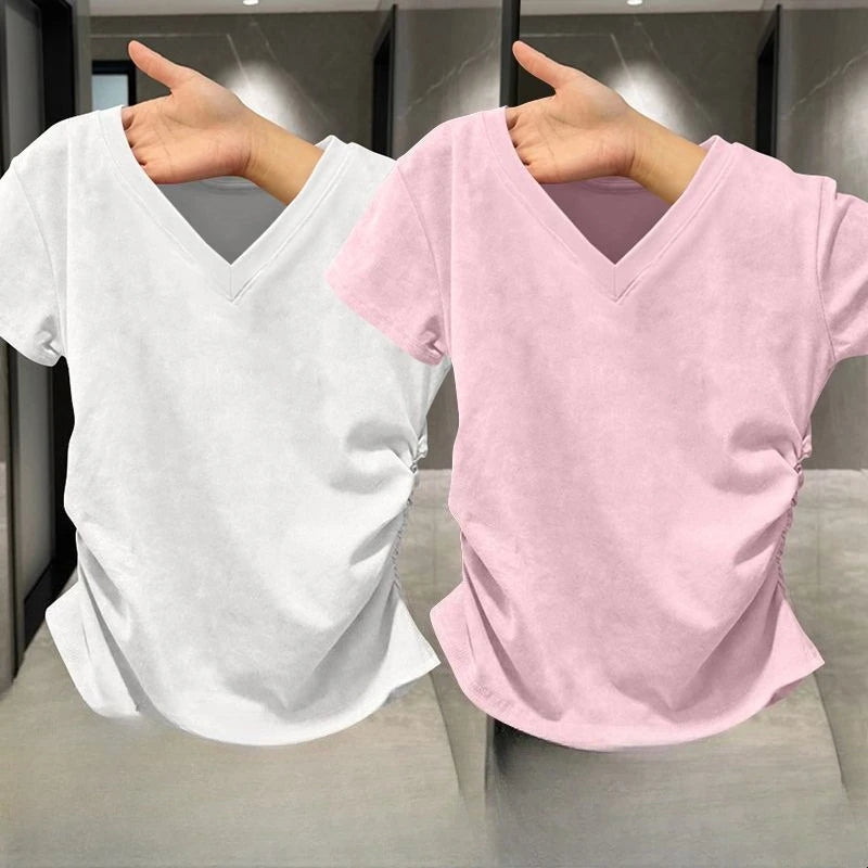 New summer women's American sexy top looks slim and high-end spicy girl short sleeved T-shirt   aesthetic clothes women clothing