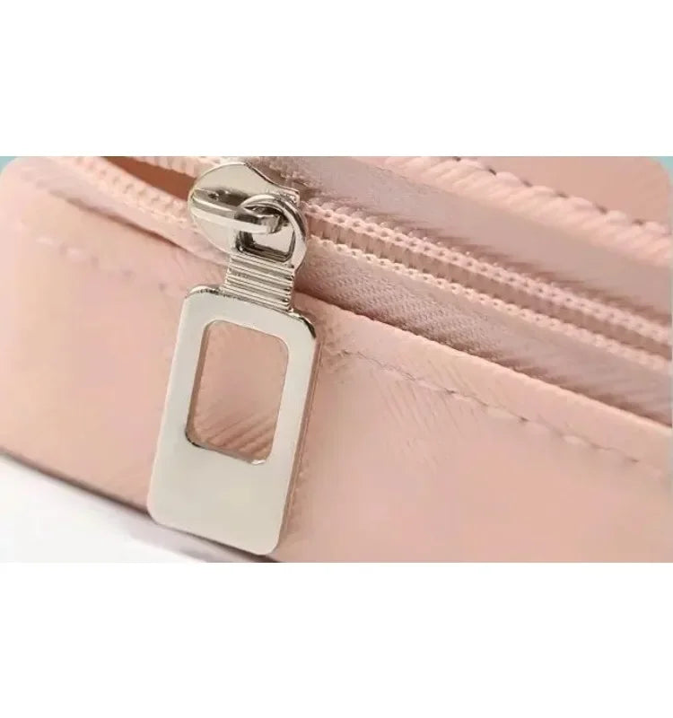 Solid Color PU Leather Material Jewelry Storage Box Travel Earrings Necklace Ring Organizer Case For Travel