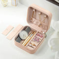 Portable Mini PU Leather Jewelry Box - Velvet Lined Multi-Compartment Organizer for Rings, Earrings & Necklace