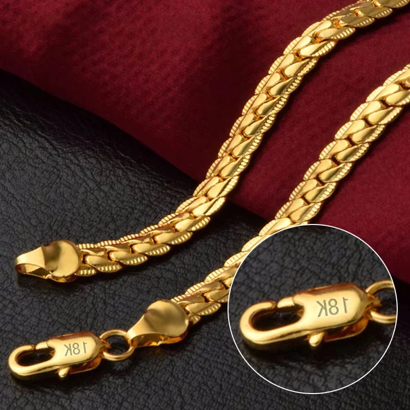 18K Gold/925 Sterling Silver 6mm Full Sideways Necklace 8/18/20/24 Inch Chain For Woman Men Fashion Wedding Engagement Jewelry
