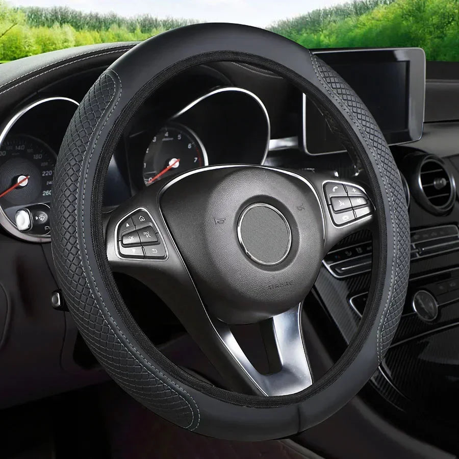Steering Wheel Cover No inner circle Anti Slip Breathable Steering Cover Universal Microfiber Leather Steer Wheel Protector