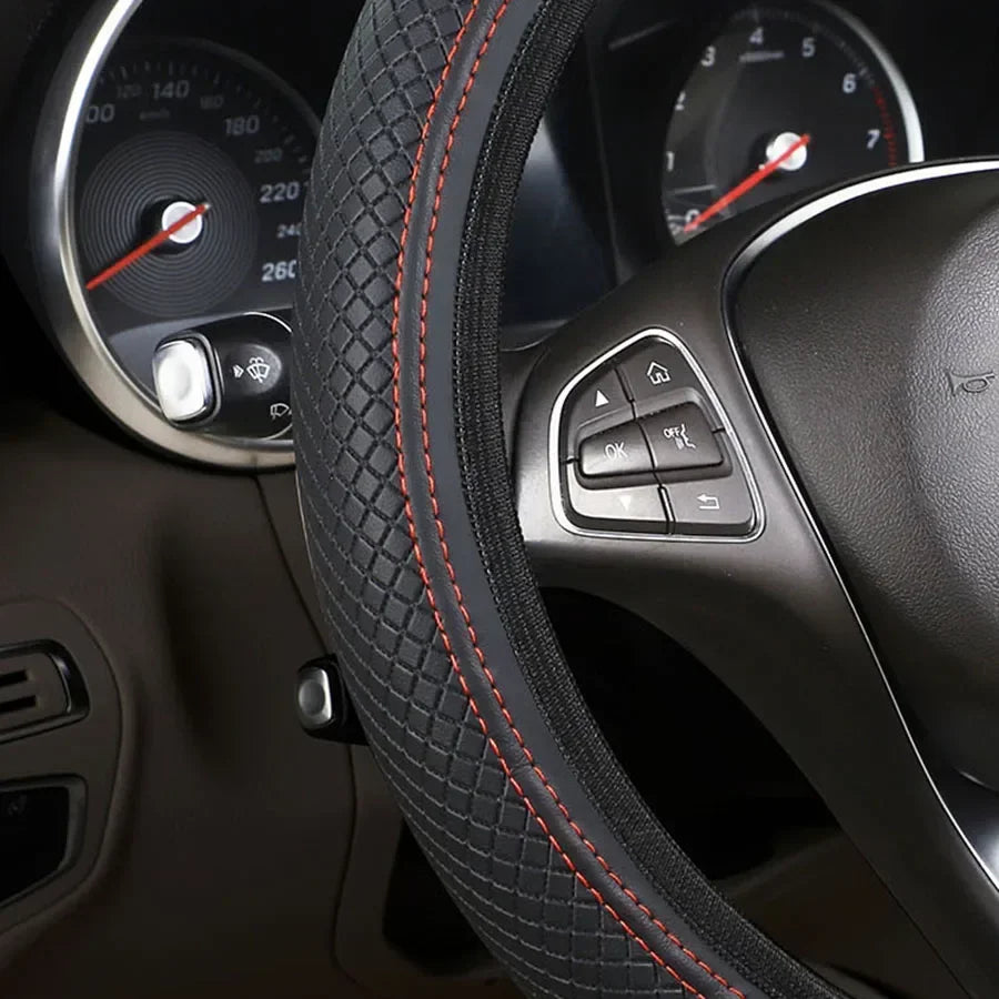 Steering Wheel Cover No inner circle Anti Slip Breathable Steering Cover Universal Microfiber Leather Steer Wheel Protector