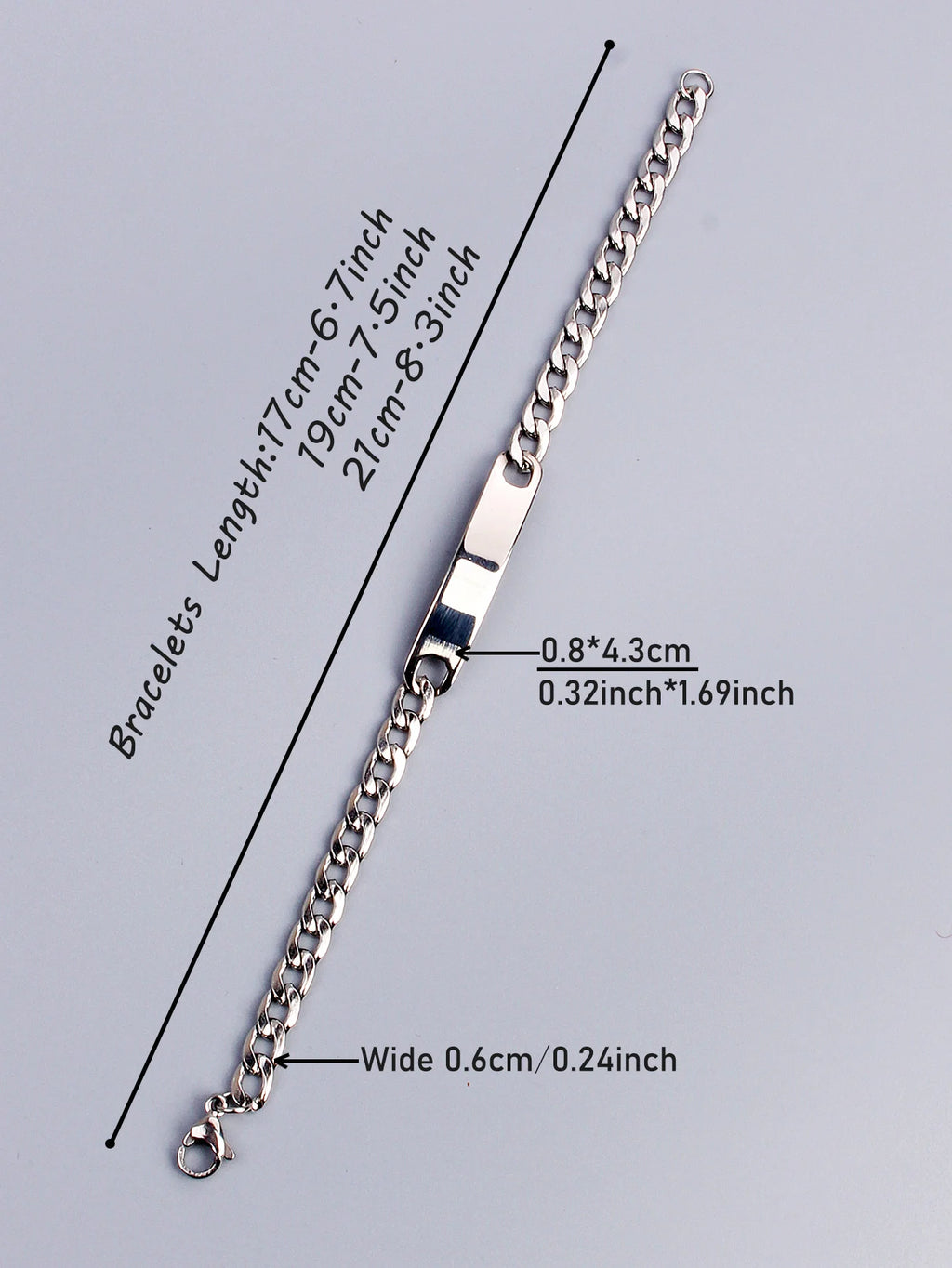 Stainless steel customized Name bracelet with engraved characters high polished stainless steel jewelry