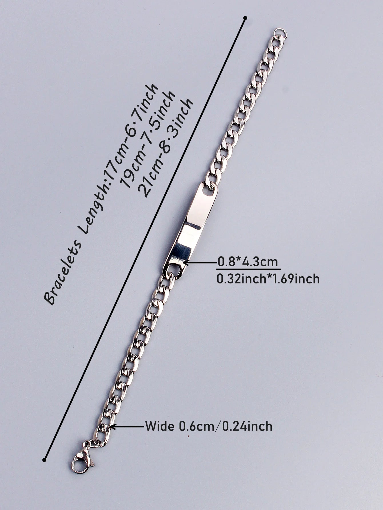 Stainless steel customized Name bracelet with engraved characters high polished stainless steel jewelry