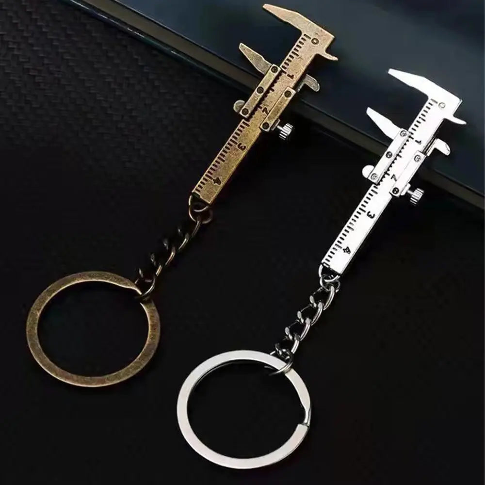 Mini Vernier Caliper Pocket Key Chain Keyring Ornaments Small 3D Movable Precision Measure Tool Accessories Slider Ruler Alloy