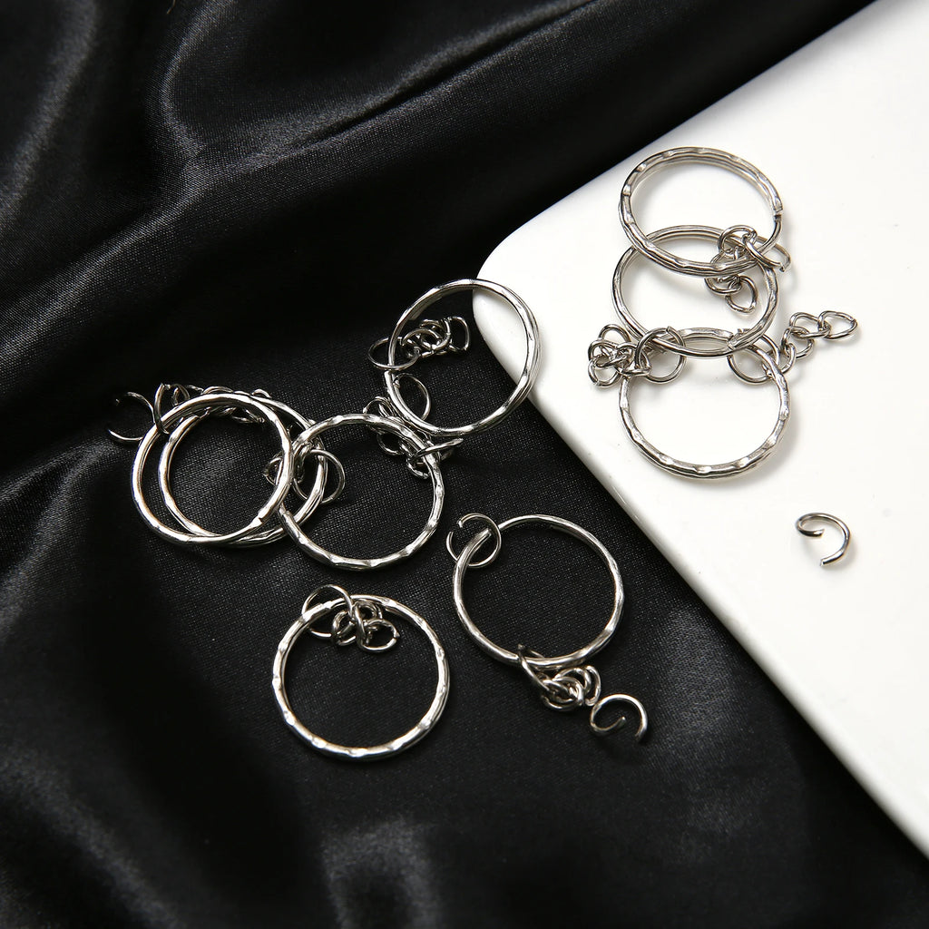 10/50/100/200 pcs Silver Metal Split Key Ring with Chain Jump Rings for DIY Findings Making Keychain Accessories