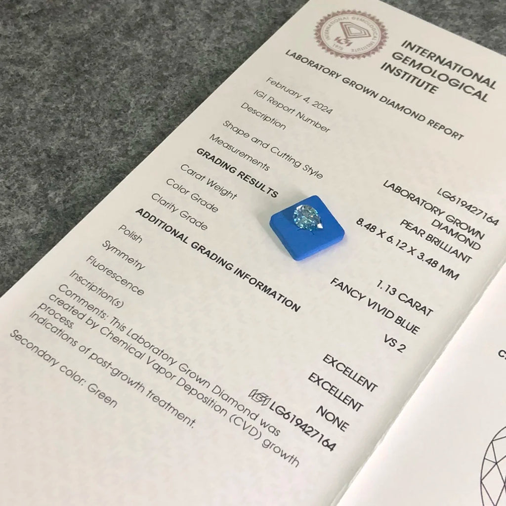 Messi Jewelry Fancy Blue Colored Diamond With IGI certificate HPHT CVD Color Lab Grown Diamonds Wholesale