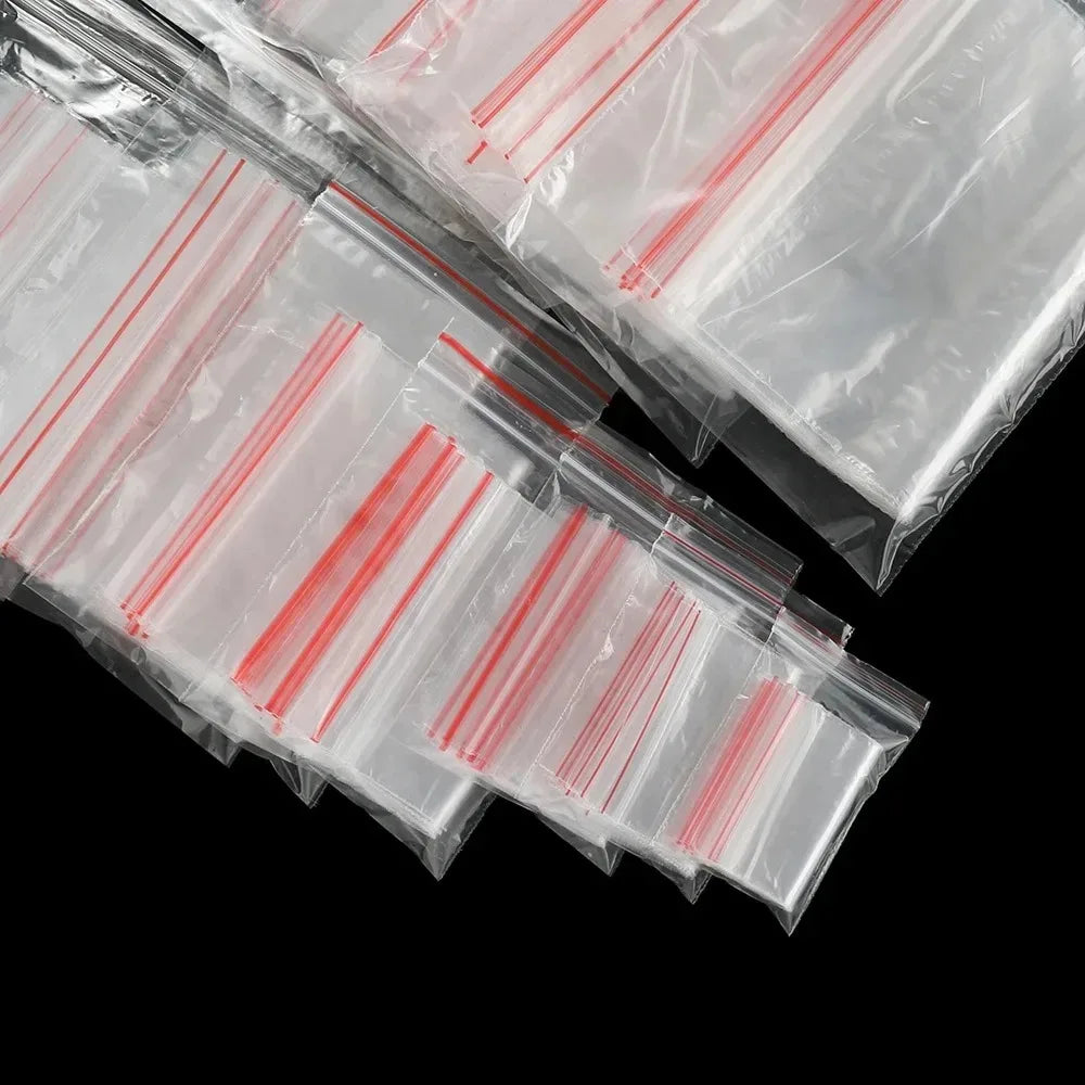30-100pcs/bag 4*6/5*7/6*8/7*10/8*12cm Zipped Lock Reclosable Plastic Poly Clear Bags Bulk Jewelry Craft Accessory Packaging