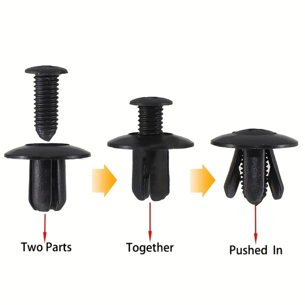 100pcs 8mm Plastic Rivets Fasteners Screw Car Bumper Fender Black Rivet Car Fastener Clips For Toyota For Focus For Kia Nissan