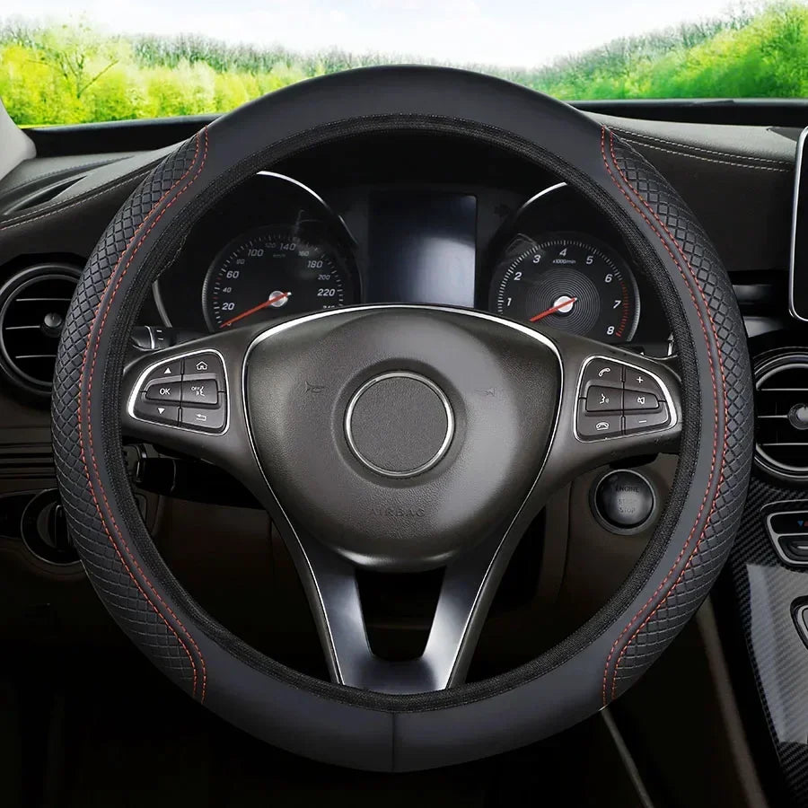 Steering Wheel Cover No inner circle Anti Slip Breathable Steering Cover Universal Microfiber Leather Steer Wheel Protector