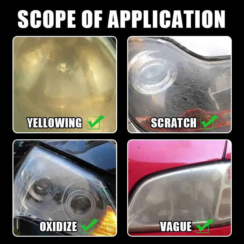 Car Headlight Restoration Polishing Kits Headlamp Scratch Remover Repair Cleaning Paste Remove Oxidation Headlight Polish Liquid