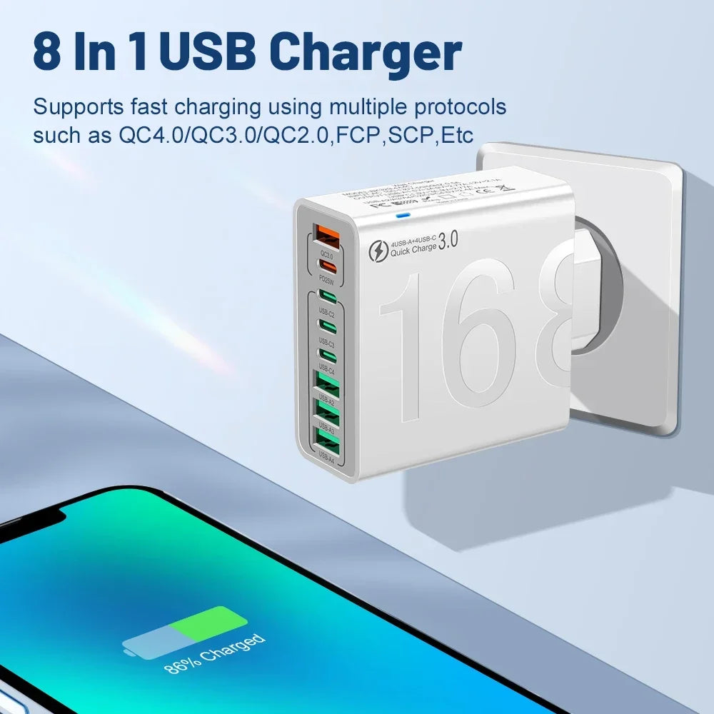 ChargeCore™ 8-Port Hub ⚡ — Fast Power for All Devices