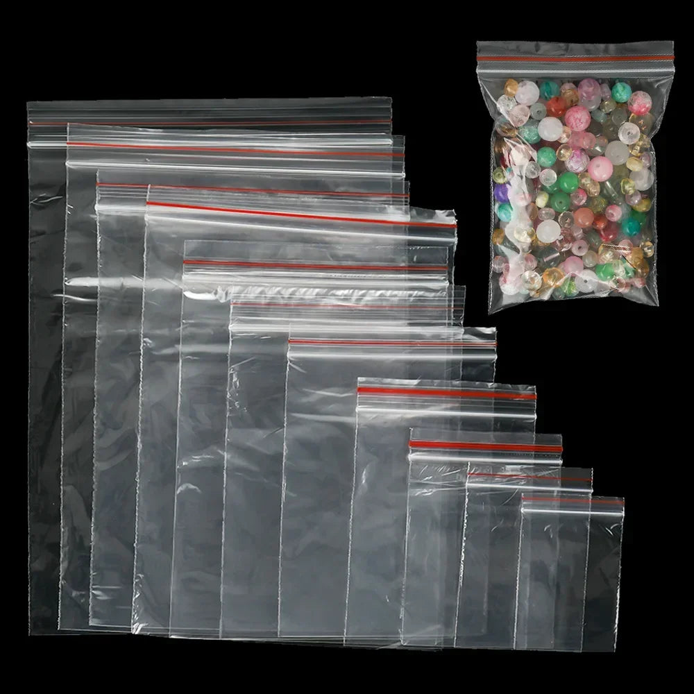 30-100pcs/bag 4*6/5*7/6*8/7*10/8*12cm Zipped Lock Reclosable Plastic Poly Clear Bags Bulk Jewelry Craft Accessory Packaging