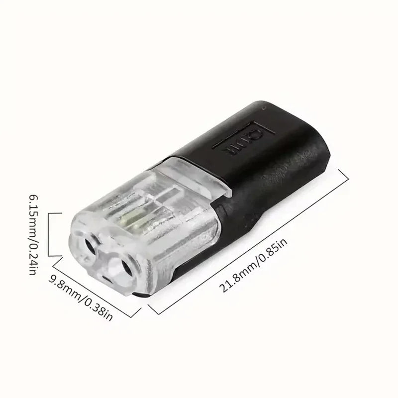 50pcs Double-Wire Plug-in Connector with Locking Buckle Pluggable LED Wire Connector 2 Pin 2 Way Universal Compact Wire