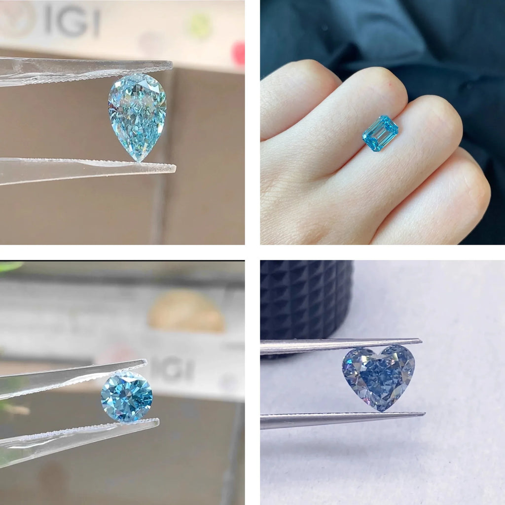 Messi Jewelry Fancy Blue Colored Diamond With IGI certificate HPHT CVD Color Lab Grown Diamonds Wholesale