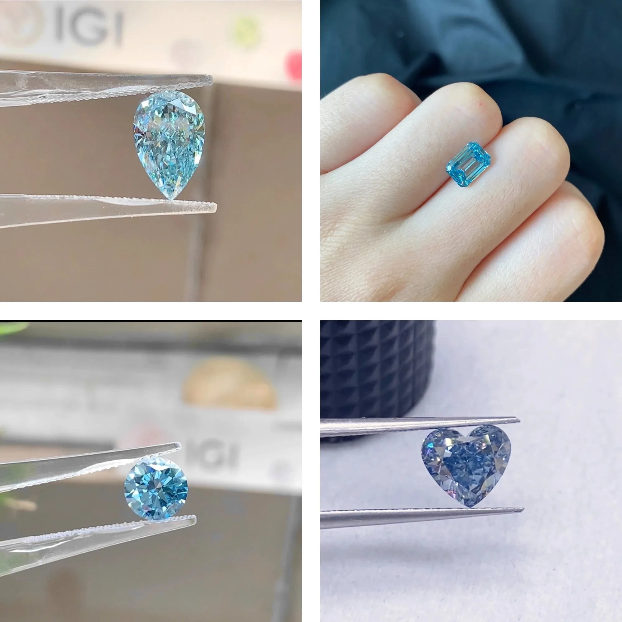 Messi Jewelry Fancy Blue Colored Diamond With IGI certificate HPHT CVD Color Lab Grown Diamonds Wholesale