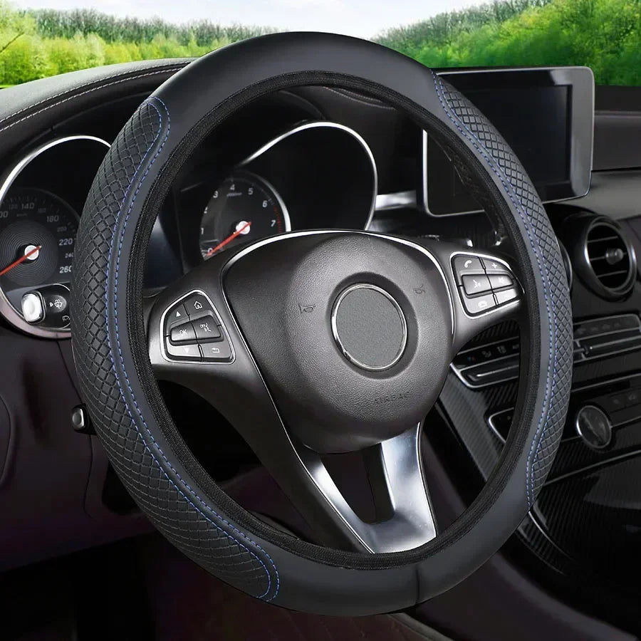 Steering Wheel Cover No inner circle Anti Slip Breathable Steering Cover Universal Microfiber Leather Steer Wheel Protector