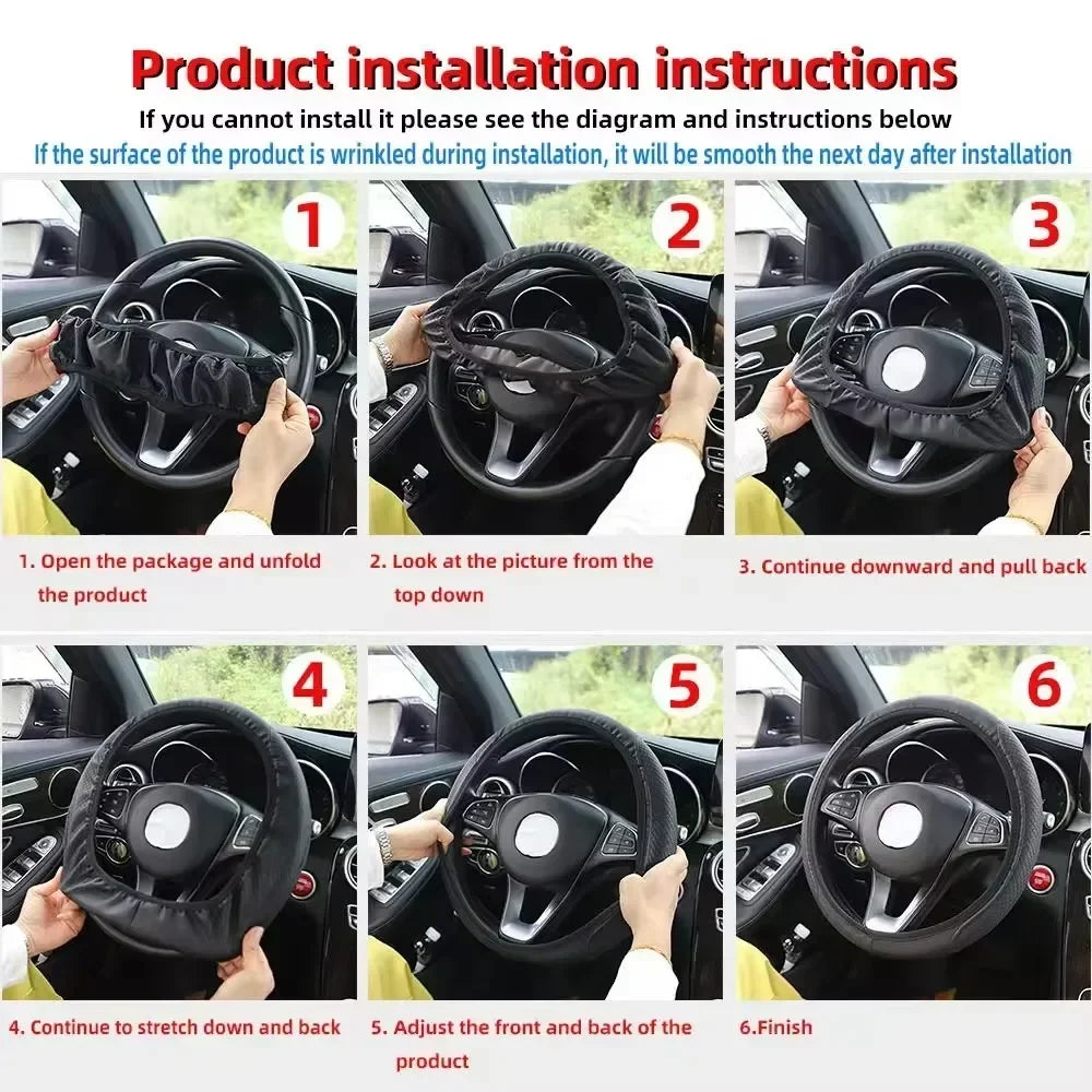 Steering Wheel Cover No inner circle Anti Slip Breathable Steering Cover Universal Microfiber Leather Steer Wheel Protector