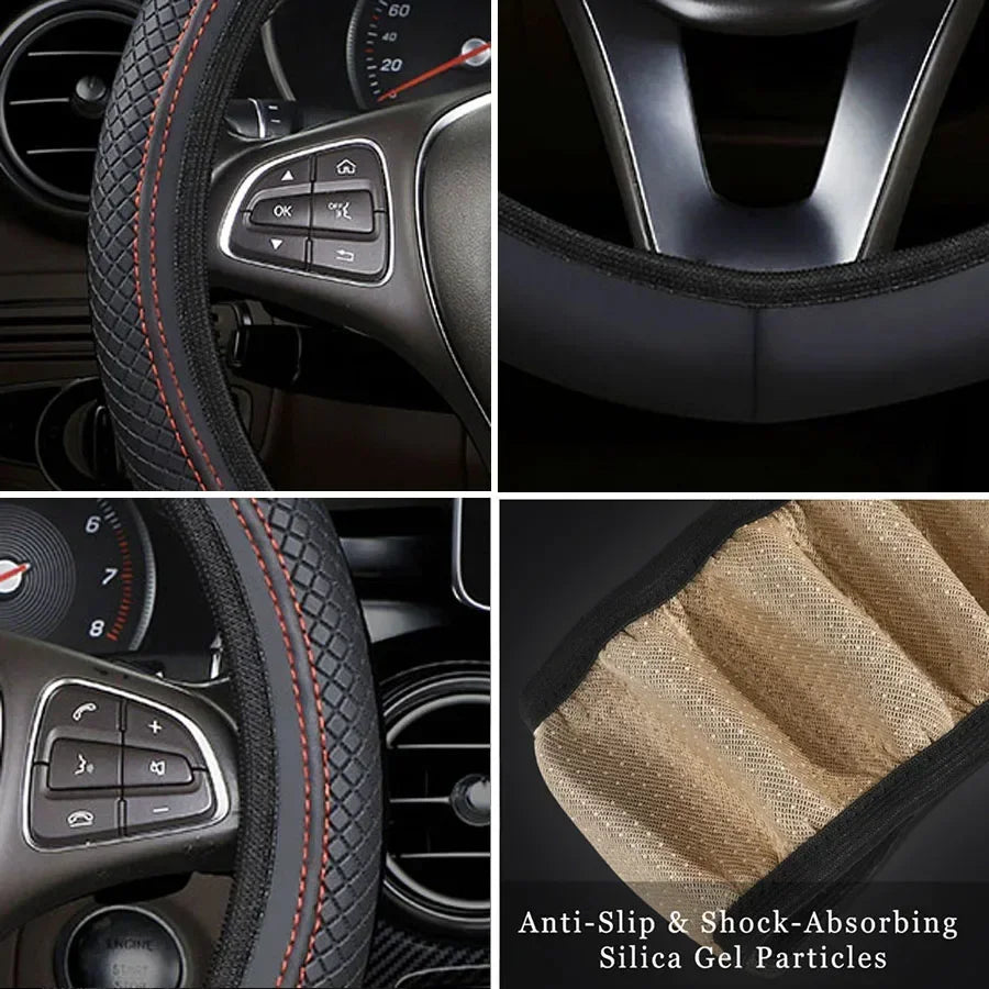 Steering Wheel Cover No inner circle Anti Slip Breathable Steering Cover Universal Microfiber Leather Steer Wheel Protector