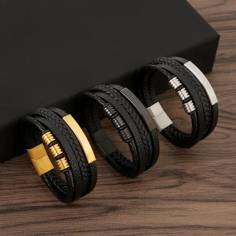 Classic Men's Leather Bracelet New Style Hand-woven Multi-layer Combination Accessory Fashion Man Jewelry Wholesale Dropshipping