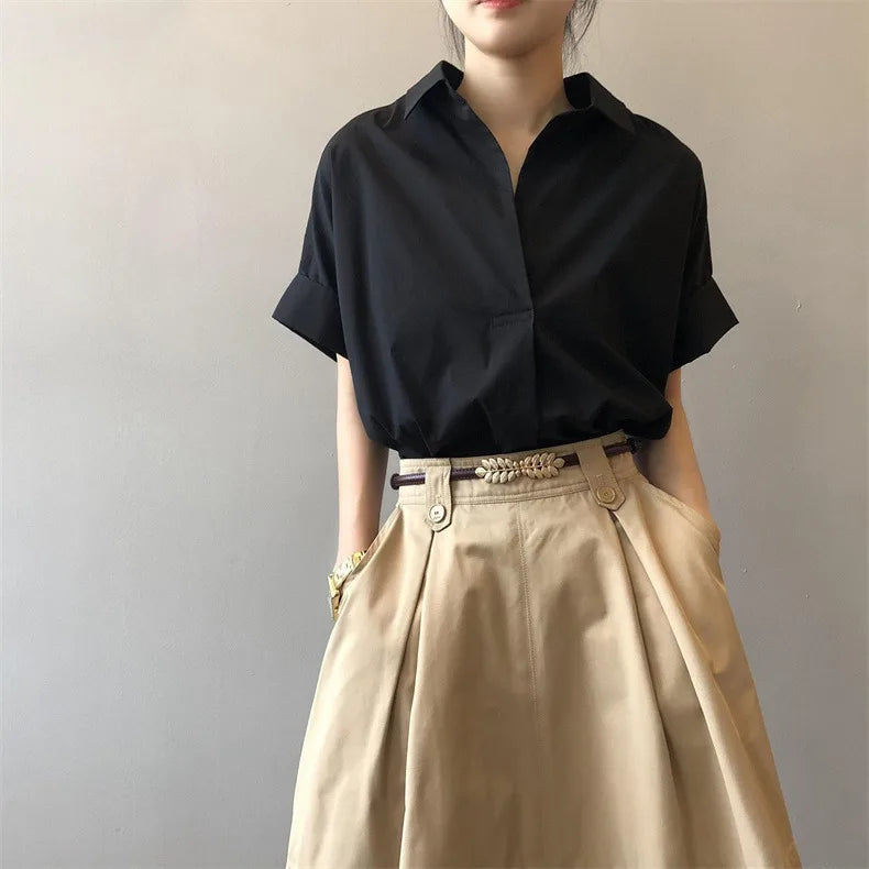 Women Summer Tops Tees Sexy Vintage Blouse Chiffon Ruched Short Sleeve Shirt Ruffles T Shirts Loose Casual Tees