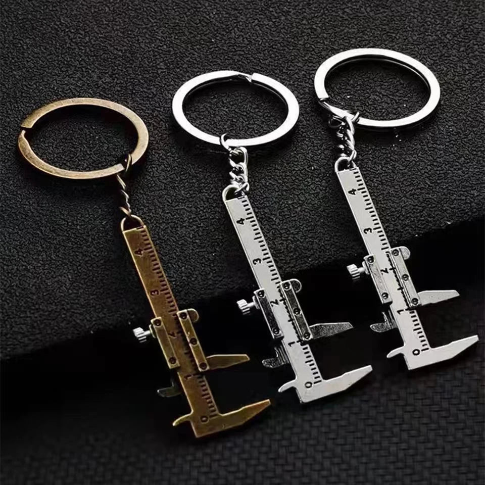 Mini Vernier Caliper Pocket Key Chain Keyring Ornaments Small 3D Movable Precision Measure Tool Accessories Slider Ruler Alloy
